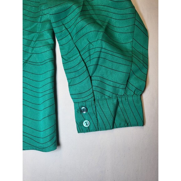 Pykettes Vintage Blouse Womens Large Retro Button Tie Neck long Sleeve Top - Picture 5 of 11